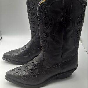 Rockin Country Women's Pointed Toe Leather Cowboy Boots Size 10M